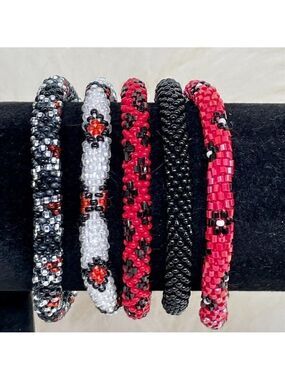 HAND CRAFTED in Nepal Beaded Bracelets (set of 5) #670